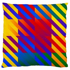 Gay Pride Rainbow Diagonal Striped Checkered Squares Standard Flano Cushion Case (two Sides)