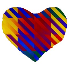 Gay Pride Rainbow Diagonal Striped Checkered Squares Large 19  Premium Flano Heart Shape Cushions