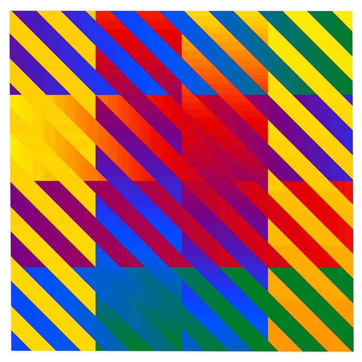 Gay Pride Rainbow Diagonal Striped Checkered Squares Wooden Puzzle Square