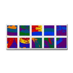 Gay Pride Rainbow Abstract Painted Squares Grid Hand Towel by VernenInk