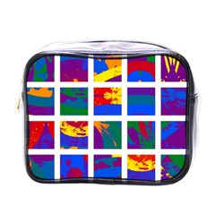 Gay Pride Rainbow Abstract Painted Squares Grid Mini Toiletries Bag (one Side)