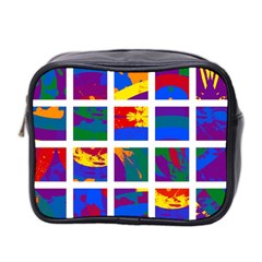 Gay Pride Rainbow Abstract Painted Squares Grid Mini Toiletries Bag (two Sides)