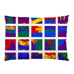 Gay Pride Rainbow Abstract Painted Squares Grid Pillow Case (two Sides)