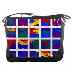 Gay Pride Rainbow Abstract Painted Squares Grid Messenger Bag by VernenInk