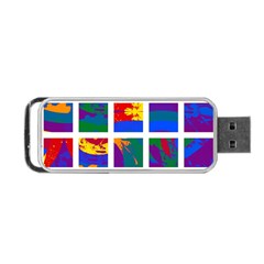 Gay Pride Rainbow Abstract Painted Squares Grid Portable Usb Flash (one Side) by VernenInk