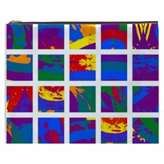 Gay Pride Rainbow Abstract Painted Squares Grid Cosmetic Bag (xxxl) by VernenInk