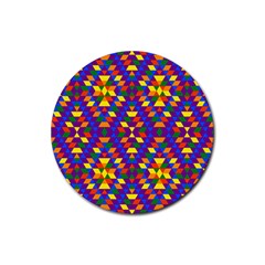 Gay Pride Geometric Diamond Pattern Rubber Coaster (round)  by VernenInk