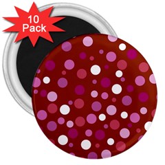 Lesbian Pride Flag Scattered Polka Dots 3  Magnets (10 pack) 