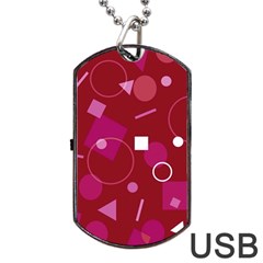 Lesbian Pride Flag Retro Shapes Pattern Dog Tag Usb Flash (one Side) by VernenInk