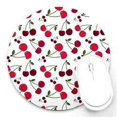 Cute Cherry Pattern Round Mousepads by TastefulDesigns