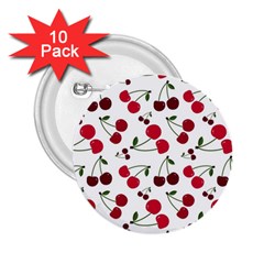 Cute Cherry Pattern 2 25  Buttons (10 Pack)  by TastefulDesigns