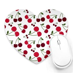 Cute Cherry Pattern Heart Mousepads by TastefulDesigns