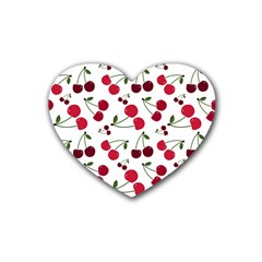 Cute Cherry Pattern Rubber Coaster (heart)  by TastefulDesigns