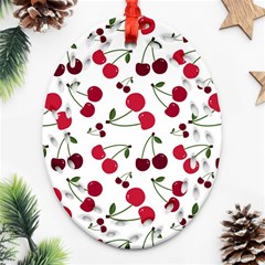 Cute Cherry Pattern Oval Filigree Ornament (two Sides)