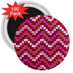 Lesbian Pride Pixellated Zigzag Stripes 3  Magnets (100 Pack) by VernenInk