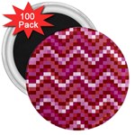 Lesbian Pride Pixellated Zigzag Stripes 3  Magnets (100 pack) Front