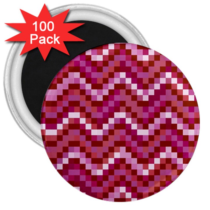 Lesbian Pride Pixellated Zigzag Stripes 3  Magnets (100 pack)