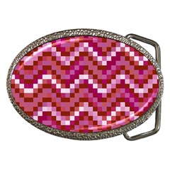 Lesbian Pride Pixellated Zigzag Stripes Belt Buckles by VernenInk