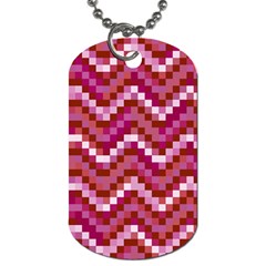 Lesbian Pride Pixellated Zigzag Stripes Dog Tag (one Side) by VernenInk