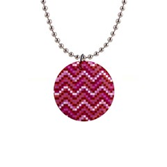 Lesbian Pride Pixellated Zigzag Stripes 1  Button Necklace by VernenInk