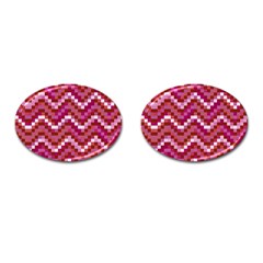 Lesbian Pride Pixellated Zigzag Stripes Cufflinks (oval) by VernenInk