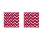 Lesbian Pride Pixellated Zigzag Stripes Cufflinks (Square) Front(Pair)