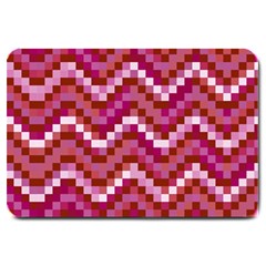 Lesbian Pride Pixellated Zigzag Stripes Large Doormat  by VernenInk