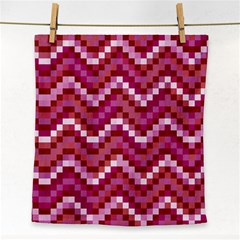 Lesbian Pride Pixellated Zigzag Stripes Face Towel by VernenInk