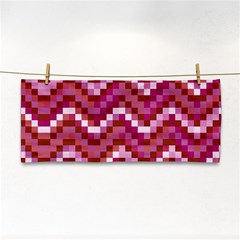 Lesbian Pride Pixellated Zigzag Stripes Hand Towel by VernenInk