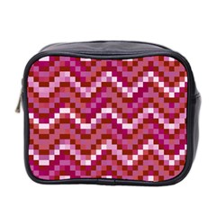 Lesbian Pride Pixellated Zigzag Stripes Mini Toiletries Bag (two Sides) by VernenInk