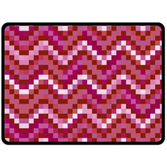 Lesbian Pride Pixellated Zigzag Stripes Fleece Blanket (large)  by VernenInk