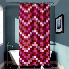 Lesbian Pride Pixellated Zigzag Stripes Shower Curtain 36  X 72  (stall)  by VernenInk