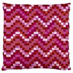 Lesbian Pride Pixellated Zigzag Stripes Large Cushion Case (two Sides) by VernenInk