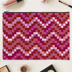 Lesbian Pride Pixellated Zigzag Stripes Cosmetic Bag (xxxl) by VernenInk