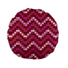 Lesbian Pride Pixellated Zigzag Stripes Standard 15  Premium Round Cushions by VernenInk