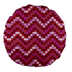 Lesbian Pride Pixellated Zigzag Stripes Large 18  Premium Round Cushions by VernenInk