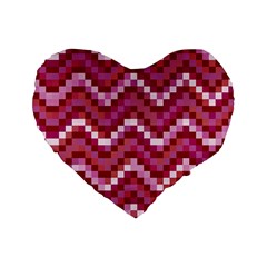 Lesbian Pride Pixellated Zigzag Stripes Standard 16  Premium Heart Shape Cushions by VernenInk