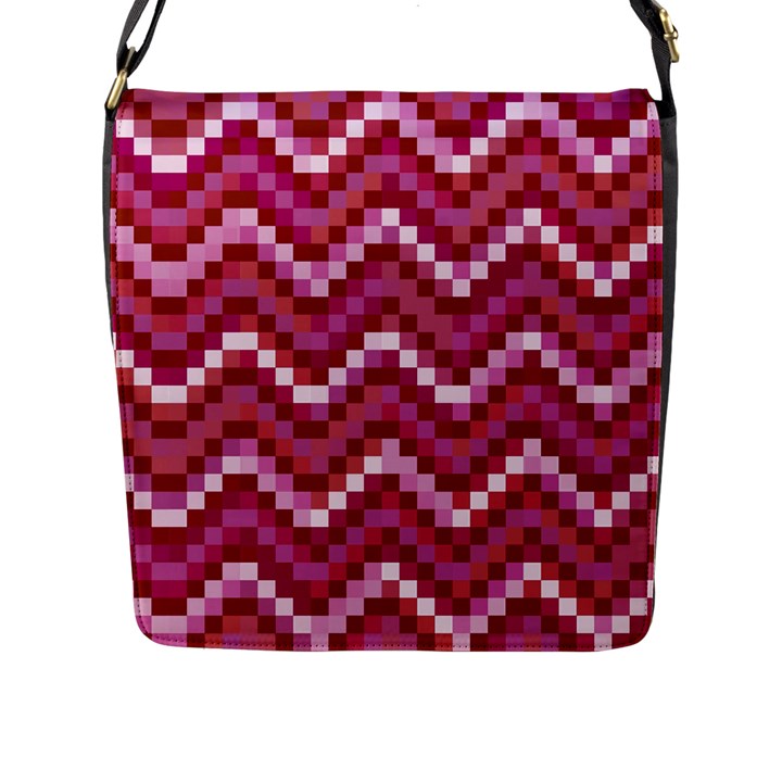 Lesbian Pride Pixellated Zigzag Stripes Flap Closure Messenger Bag (L)