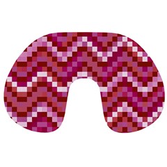 Lesbian Pride Pixellated Zigzag Stripes Travel Neck Pillow by VernenInk