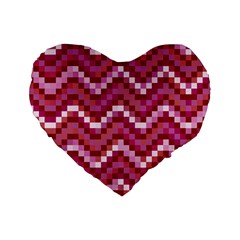 Lesbian Pride Pixellated Zigzag Stripes Standard 16  Premium Flano Heart Shape Cushions by VernenInk