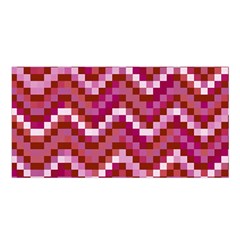 Lesbian Pride Pixellated Zigzag Stripes Satin Shawl by VernenInk