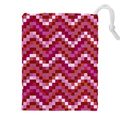 Lesbian Pride Pixellated Zigzag Stripes Drawstring Pouch (4xl) by VernenInk