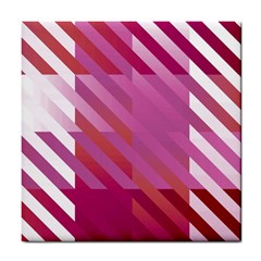 Lesbian Pride Diagonal Stripes Colored Checkerboard Pattern Tile Coaster by VernenInk