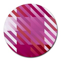 Lesbian Pride Diagonal Stripes Colored Checkerboard Pattern Round Mousepads by VernenInk