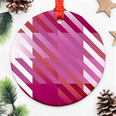 Lesbian Pride Diagonal Stripes Colored Checkerboard Pattern Ornament (round) by VernenInk