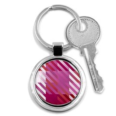 Lesbian Pride Diagonal Stripes Colored Checkerboard Pattern Key Chain (round) by VernenInk