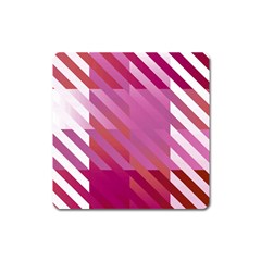 Lesbian Pride Diagonal Stripes Colored Checkerboard Pattern Square Magnet by VernenInk