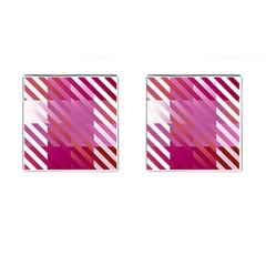 Lesbian Pride Diagonal Stripes Colored Checkerboard Pattern Cufflinks (square) by VernenInk