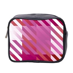 Lesbian Pride Diagonal Stripes Colored Checkerboard Pattern Mini Toiletries Bag (two Sides) by VernenInk