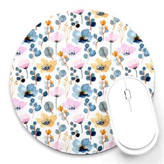 Watercolor Floral Seamless Pattern Round Mousepads by TastefulDesigns